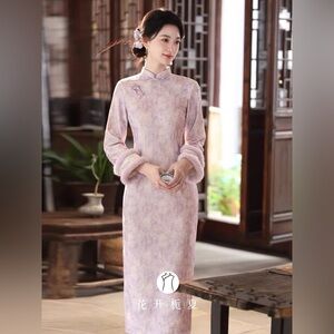 Chic Long Sleeve Lavender Dress